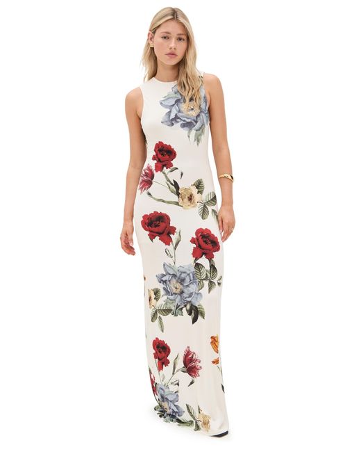 Alice + Olivia White Delora Open Back Maxi Dress