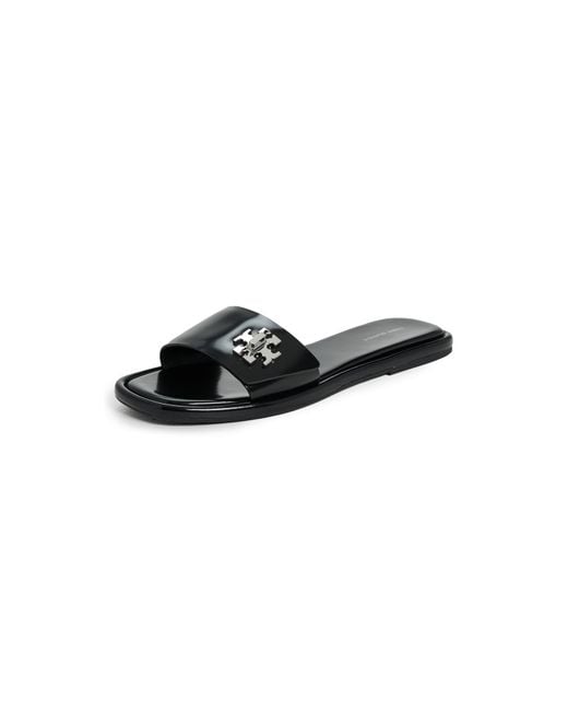 Tory Burch Black T Lock Slides