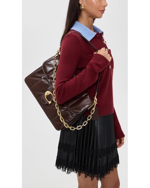 COACH Brown Quilted Glazed Leather Chain Tabby Shoulder Bag
