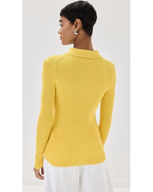Another Tomorrow Yellow Another Toorrow Ribbed Knit Poo Bright Chartruee