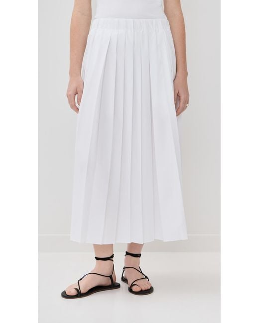 Tibi White Pleated Pull-On Skirt