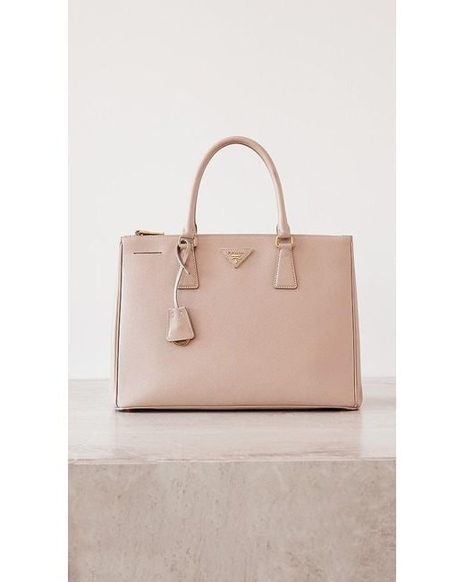 What Goes Around Comes Around Prada Pink Saffiano Executive Large Tote in  Natural
