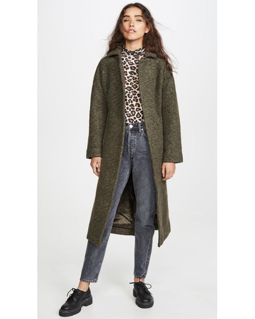Ganni Boucle Wool Coat in Green Lyst Canada