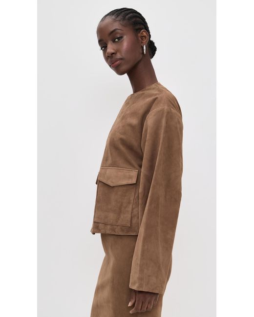 St. Agni Brown Suede Utility Cocoon Bomber