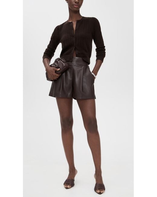 Susana Monaco Black Faux Leather Pleated Shorts