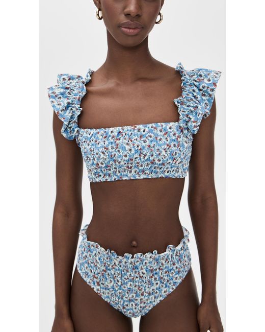 Sea Blue Whitney Flutter Sleeve Bikini Top