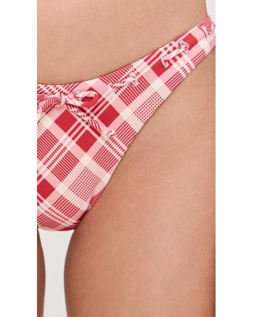Frankies Bikinis X Bella Hadid Dove Stripe Ribbed Bikini Bottom- Lasso