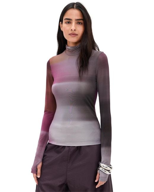 Helmut Lang Women's Purple Long Sleeve Turtleneck
