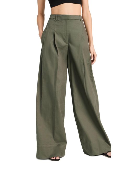 3.1 Phillip Lim Green Double Pleated Wide Leg Trousers