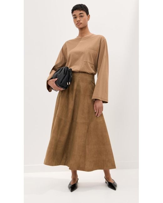 Rohe Suede A-Line Skirt in Natural | Lyst