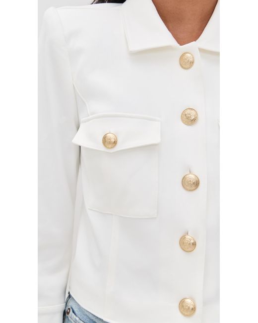 L'Agence White Kumi Cropped Fitted Jacket
