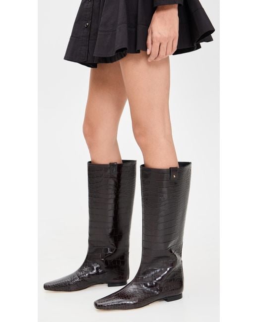 Larroude Black Alexis Flat Boots