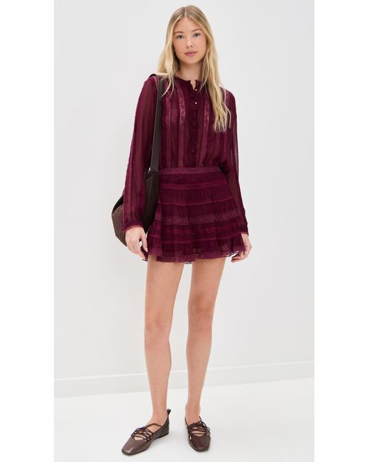 LoveShackFancy Red Fleetta Skirt