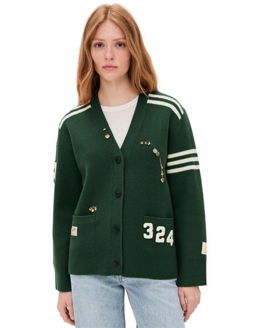 Sea Green Arther Varsity Knit Cardigan