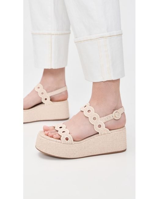 Larroude White Florence Broderie Flatforms