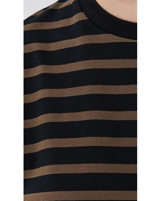 Tibi Black Striped Perfect Tee Crew Neck
