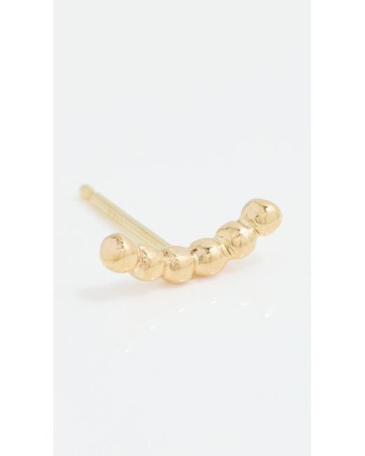 Zoe Chicco White 14K Bead Curved Bar Single Stud Earring