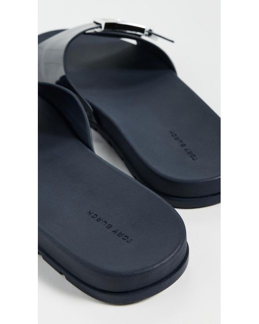 Tory Burch Blue Buckle Slides