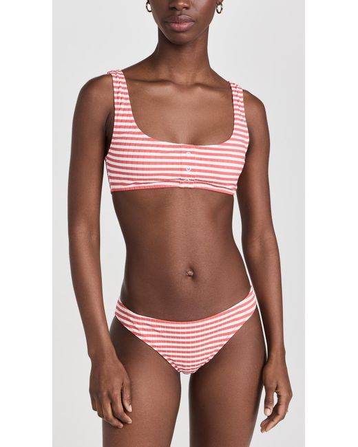 Solid & Striped Red Soid & Striped The Ee Button Bikini Bottos Ava Stripe