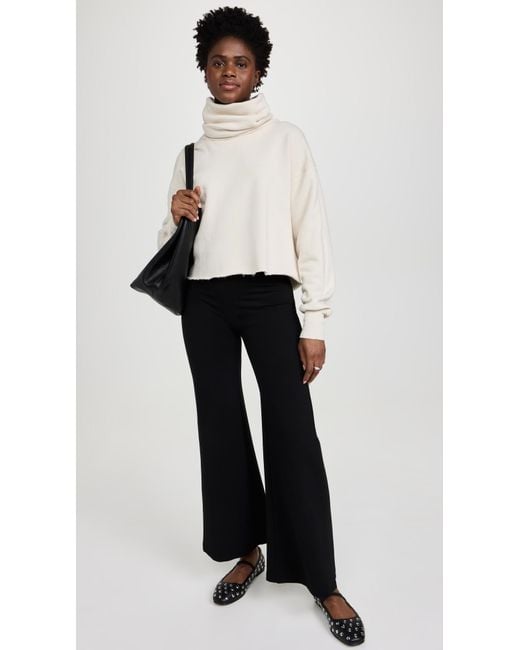 Les Tien White Corey Crop Cowl Neck Sweatshirt