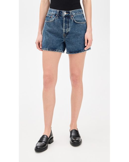 Re/done Blue Mid Rise Boy Shorts