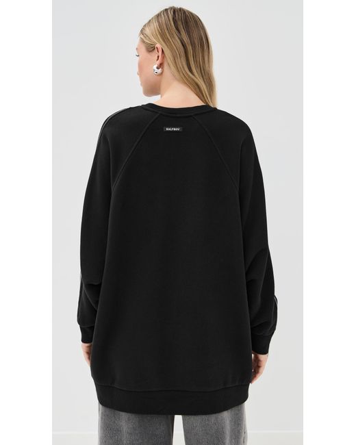 Halfboy Black Zip Over Crew Neck
