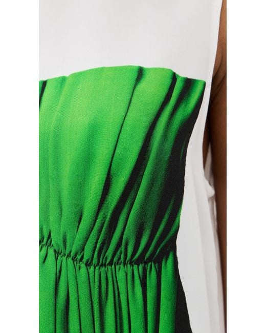 Tibi Trompe Loeil Dress in Green | Lyst