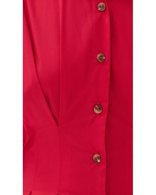 Le Bos Red Roberta Button Down Dress