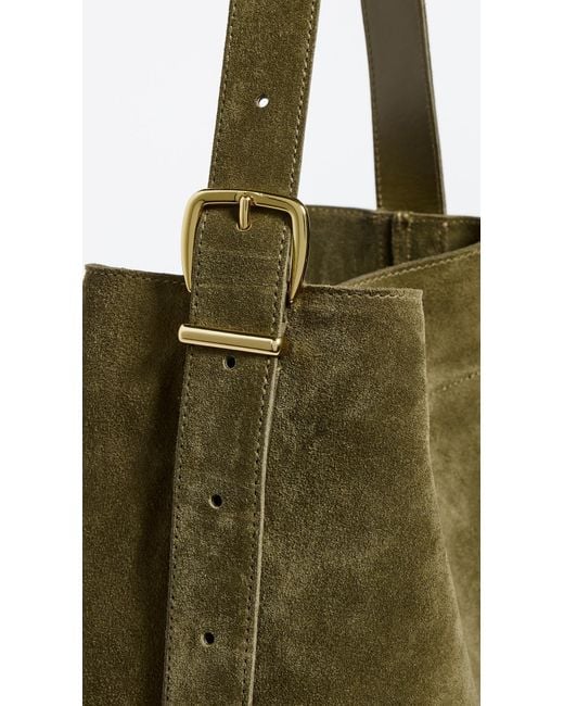 Madewell Green Suede Essentials Bucket Tote