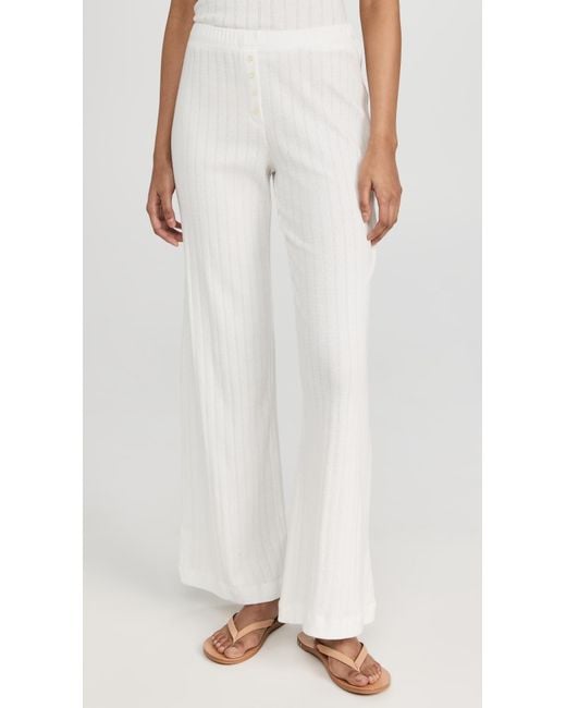 Leset White Pointelle Pants