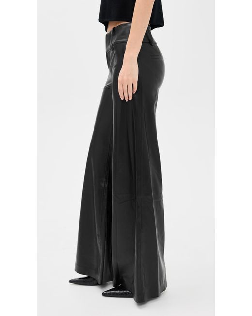 Alice + Olivia Black Olivia Vegan Leather Wide Leg Flare Pants