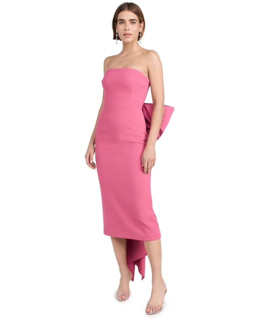 Rebecca Vallance Pink Anais Bow Midi Dress