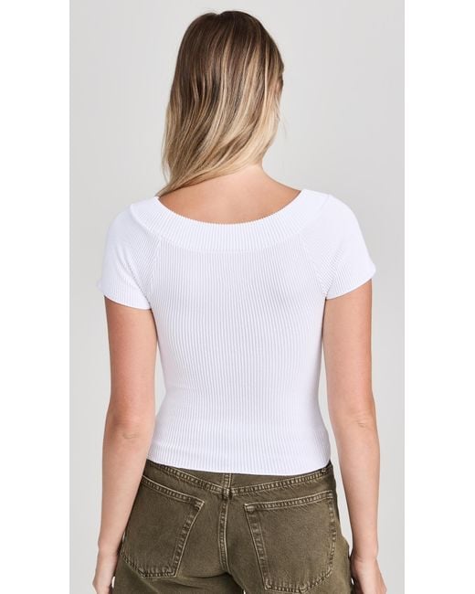 Free People White Ribbed Seamless Top