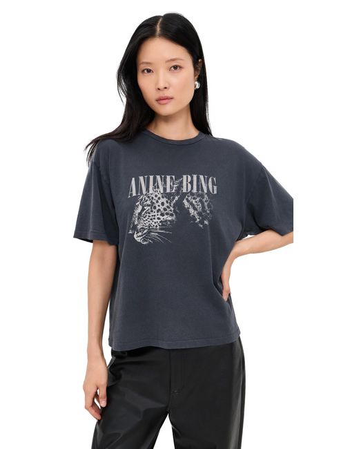 Anine Bing Black Leopard Cohen Tee