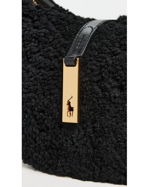 Polo Ralph Lauren Black Shearling Vachetta Id Mini Shoulder Bag