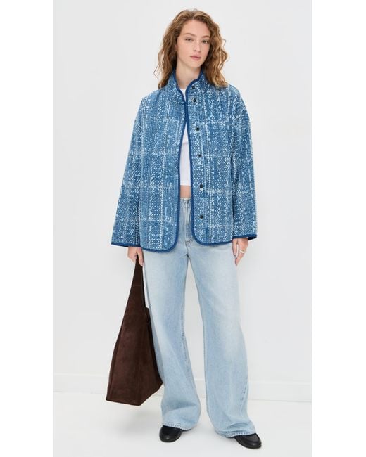 Faherty Brand Blue Quilted Patchwork Jacket