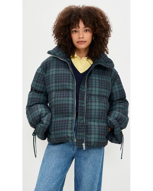 Moon River Blue Plaid Puffer Jacket