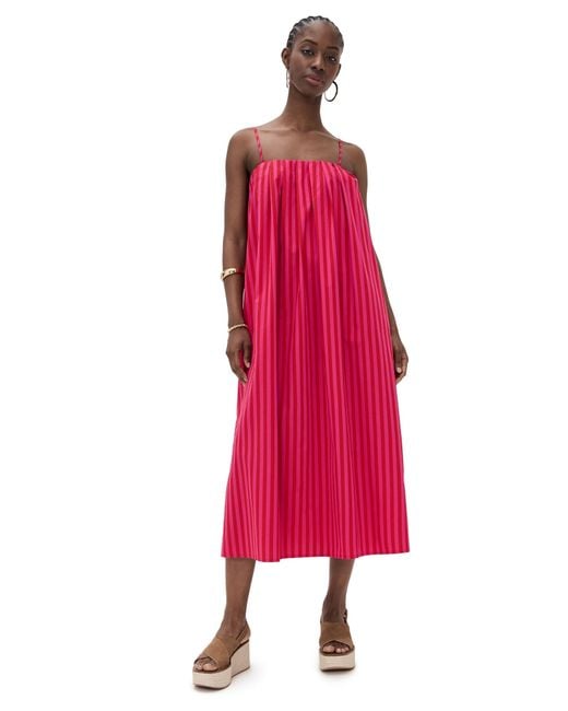 Madewell Poplin A-Line Midi Dress in Red | Lyst Madewell Poplin A-Line Midi Dress in Red | Lyst