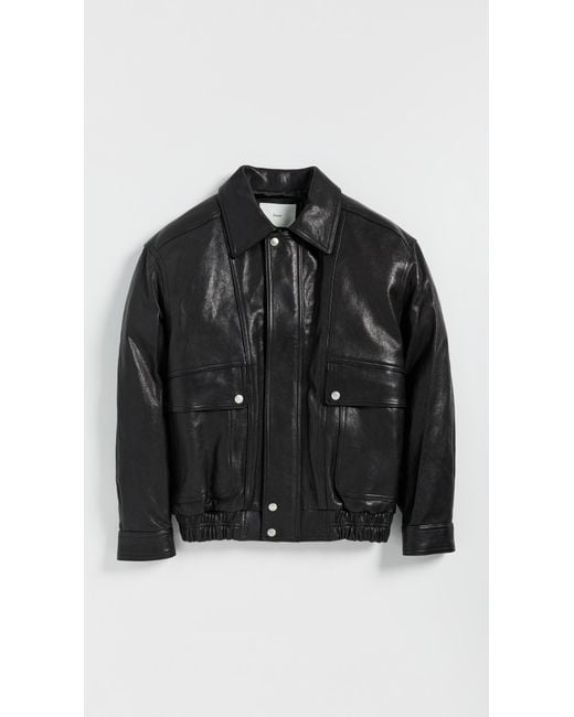 DUNST Oversized Vintage Leather Blouson Jacket in Black | Lyst