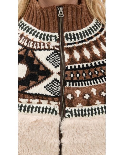 Sea Natural Linea Fair Isle Knit Combo Fleece Jacket