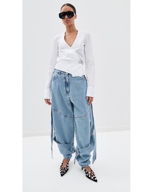 The Attico White V Neck Blouse