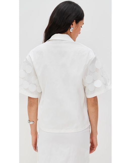 MSGM White Paillettes Collar Blouse