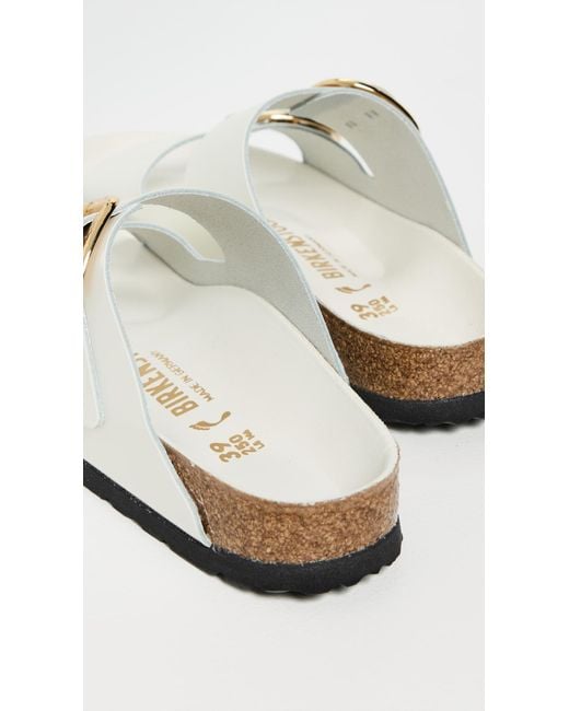 Birkenstock White Arizona Big Buckle High Shine Hammered Sandals