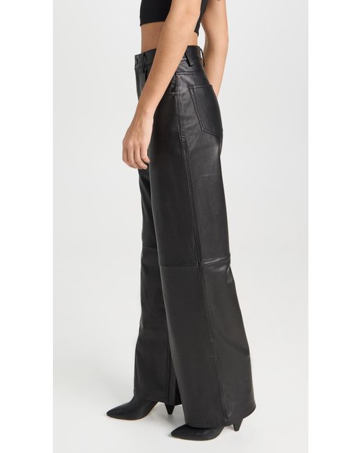 Reformation Black X Veda Kennedy Wide Leg Leather Pants