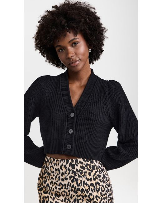 LoveShackFancy Black Avignon Crop Cardigan