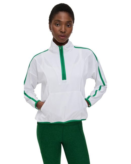 Beyond Yoga Green Contrast Half Zip Pullover
