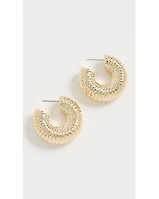 Kenneth Jay Lane White Textured Hoop Pierced Earrings