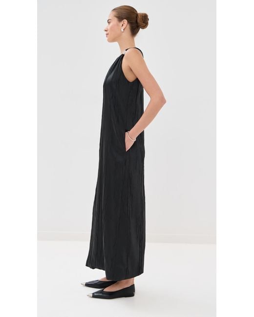 Brandon Maxwell Black The Keke Deep V Shift Midi Dress