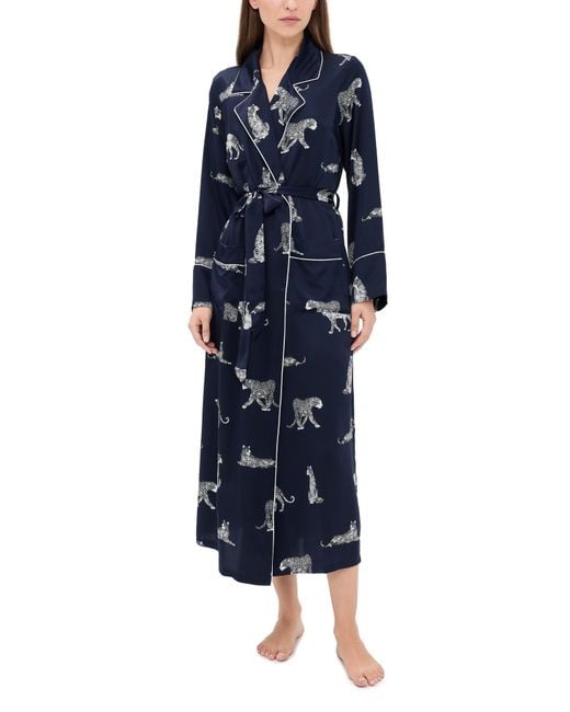 Petite Plume Blue Silk Panthere De Nuit Robe