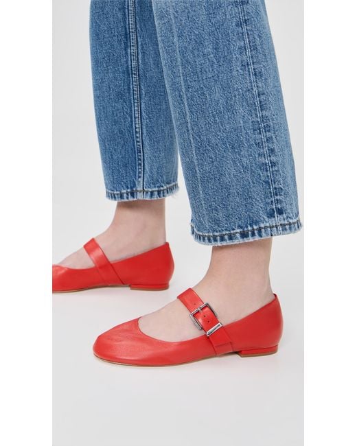 Cinq À Sept Red Sofia Mary Jane Flats